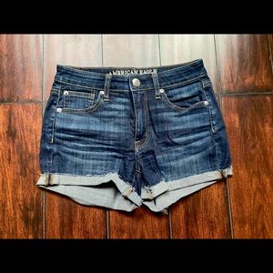 American Eagle Super-Stretch High Rise Dark Wash Shorts